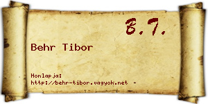 Behr Tibor névjegykártya